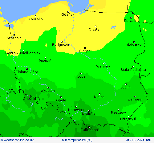 Min temperature Forecast maps